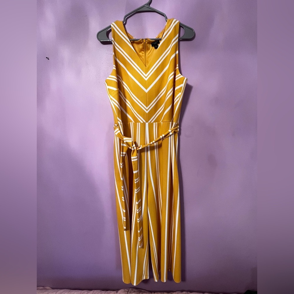 Ann Taylor Yellow and White Striped Dress